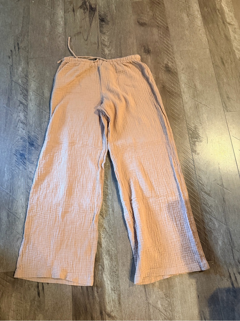 SHEIN Tan Textured Elastic Waist Wide-Leg Pants